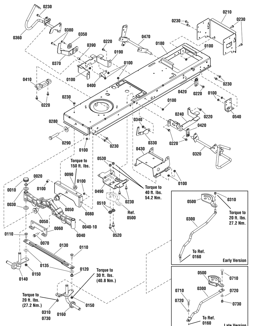 Frame And Front Axle Group Diagram and Parts List for 2690930-01-MT24520H 2012 Briggs and Stratton Lawn Tractor